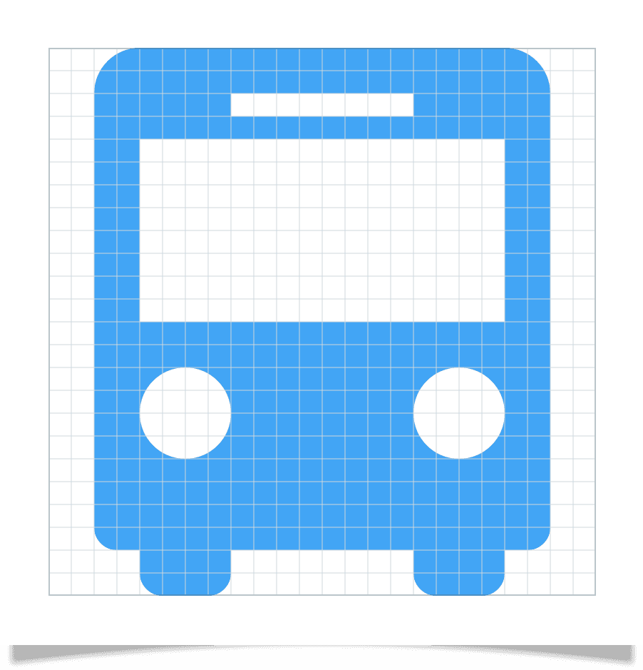 Graphic to show how an icon aligns to the 24px grid.